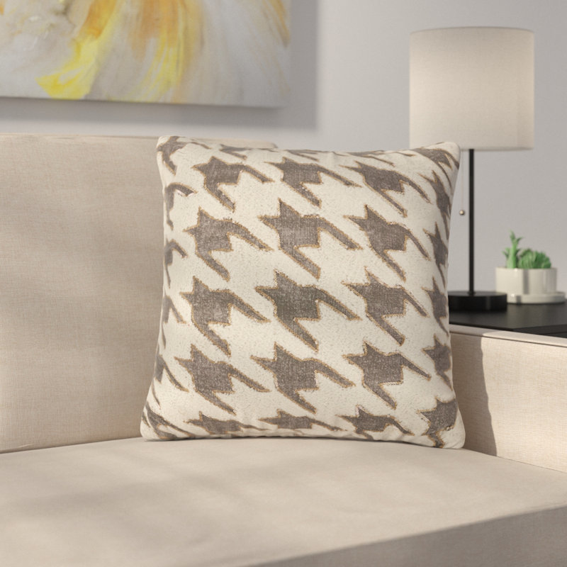 Ebern Designs Montalto Houndstooth Cotton Throw Pillow Wayfair